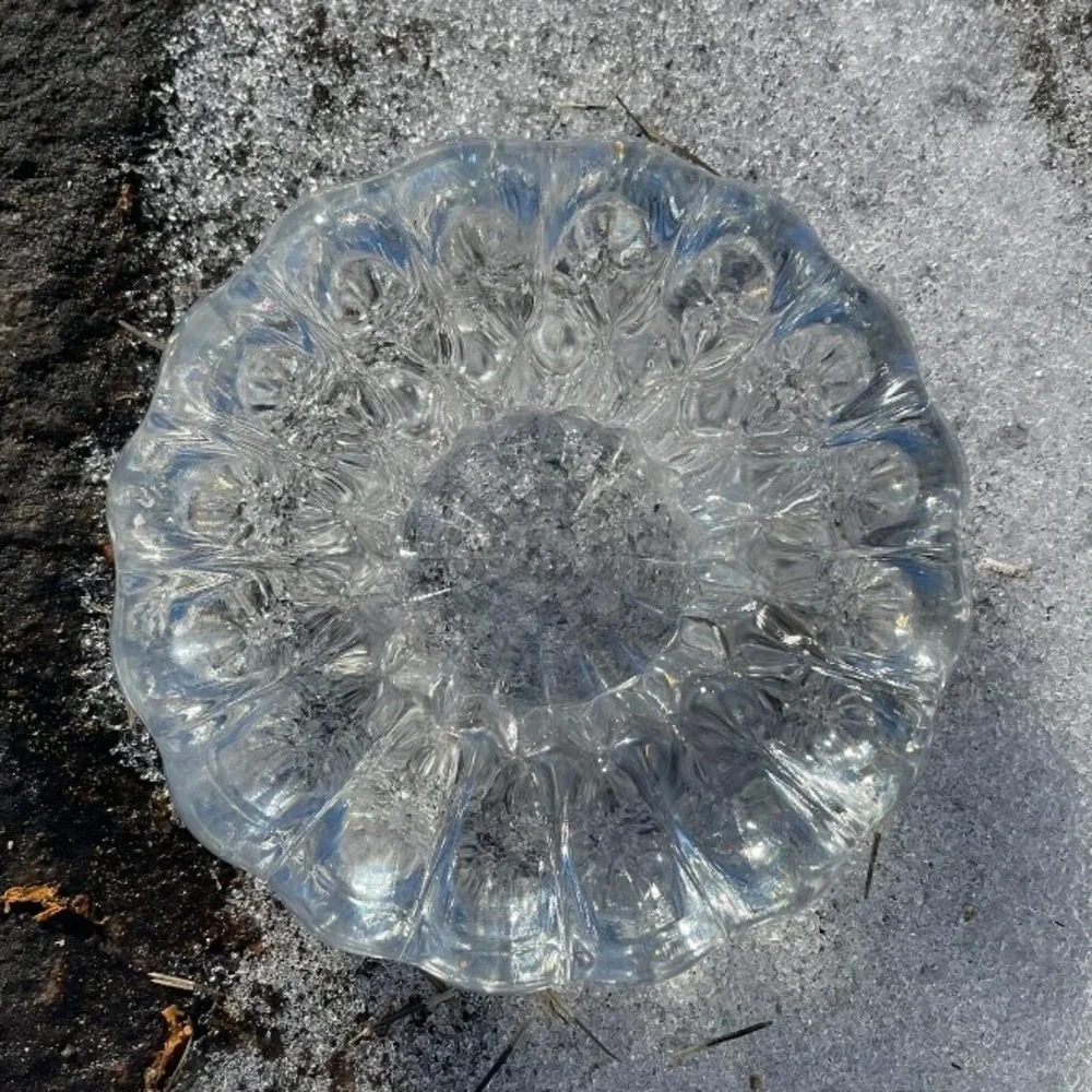 Littala Jaakuku crystal tea light holder, ice flower/snow Flower,Dansk, Finnish